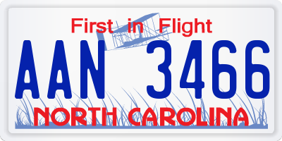 NC license plate AAN3466