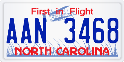 NC license plate AAN3468