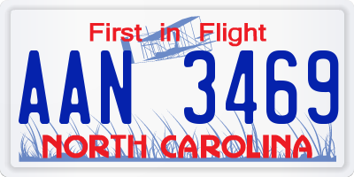 NC license plate AAN3469