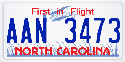 NC license plate AAN3473