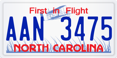 NC license plate AAN3475