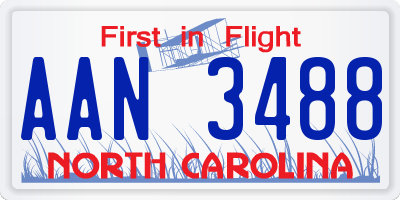NC license plate AAN3488