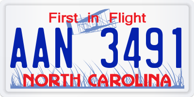 NC license plate AAN3491