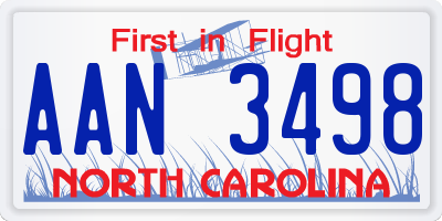 NC license plate AAN3498