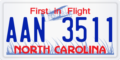 NC license plate AAN3511