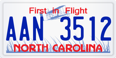 NC license plate AAN3512
