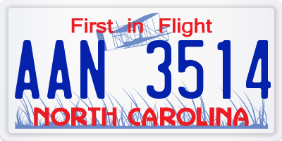 NC license plate AAN3514