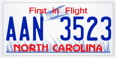 NC license plate AAN3523