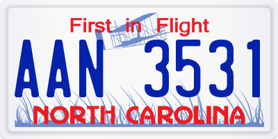 NC license plate AAN3531