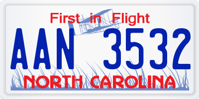 NC license plate AAN3532