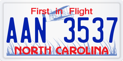NC license plate AAN3537