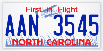 NC license plate AAN3545
