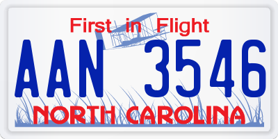 NC license plate AAN3546