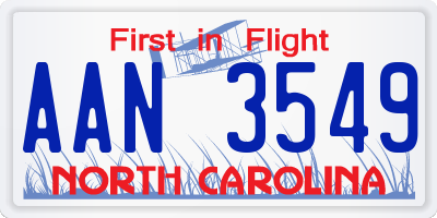 NC license plate AAN3549