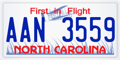 NC license plate AAN3559