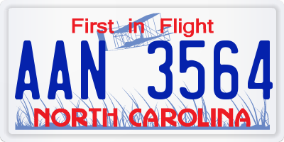 NC license plate AAN3564