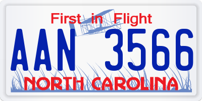 NC license plate AAN3566
