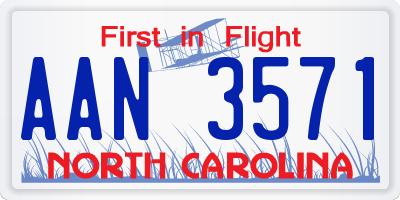 NC license plate AAN3571