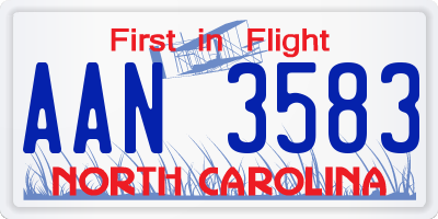 NC license plate AAN3583