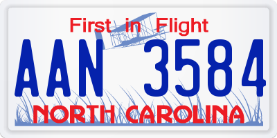 NC license plate AAN3584