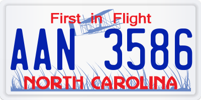 NC license plate AAN3586