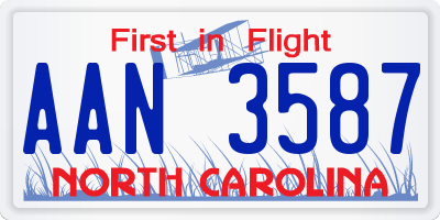 NC license plate AAN3587
