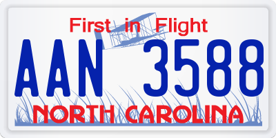 NC license plate AAN3588