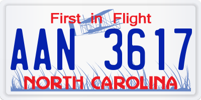 NC license plate AAN3617