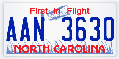 NC license plate AAN3630