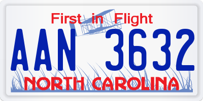 NC license plate AAN3632