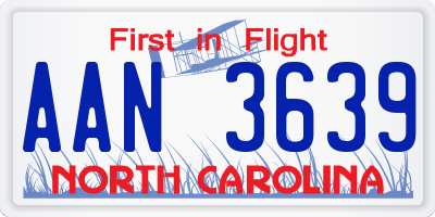 NC license plate AAN3639