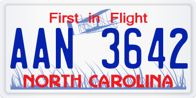 NC license plate AAN3642