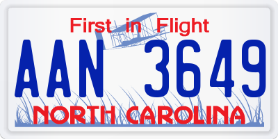 NC license plate AAN3649