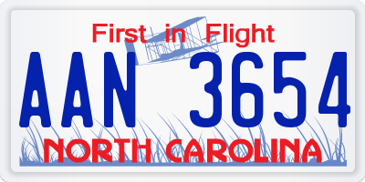 NC license plate AAN3654