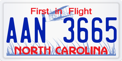 NC license plate AAN3665