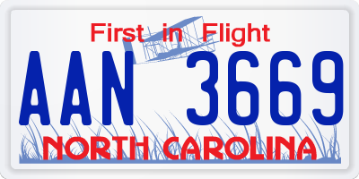 NC license plate AAN3669