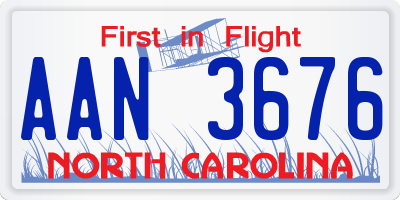 NC license plate AAN3676