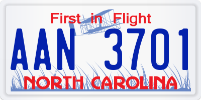 NC license plate AAN3701
