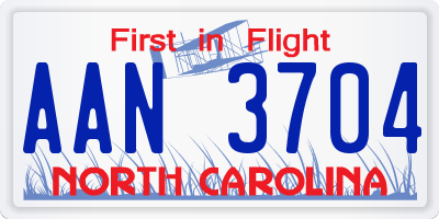 NC license plate AAN3704