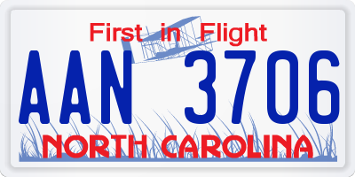 NC license plate AAN3706