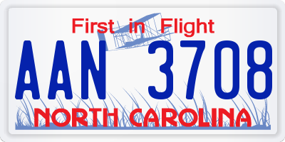 NC license plate AAN3708