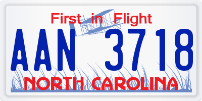 NC license plate AAN3718
