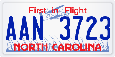NC license plate AAN3723