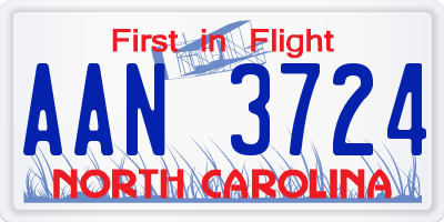 NC license plate AAN3724