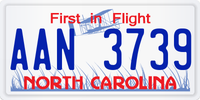 NC license plate AAN3739