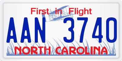 NC license plate AAN3740