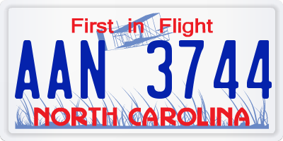 NC license plate AAN3744