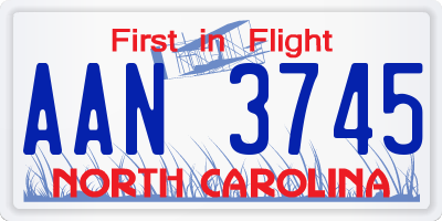 NC license plate AAN3745