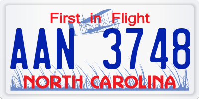 NC license plate AAN3748