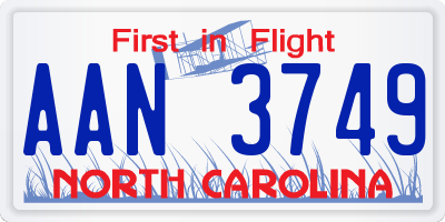 NC license plate AAN3749